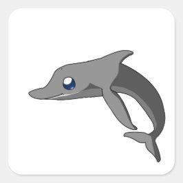 Adesivo Quadrado Dolphin Kawaii, um desenho animado simples