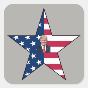 Adesivo Quadrado Donald J. Trump~ Presidente~ US Flag~ Star ~ MAGA 