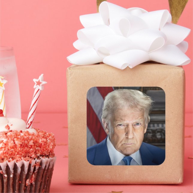Adesivo Quadrado Donald Trump 2025 Presidente Americano Portrait (Festa)