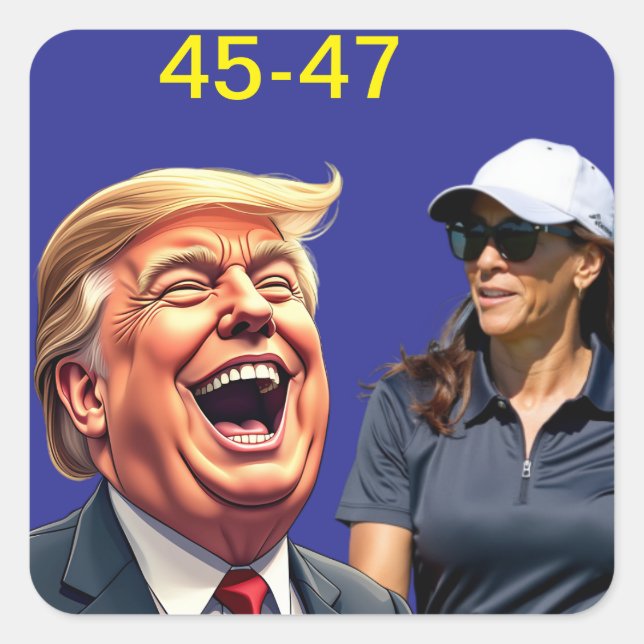 Adesivo Quadrado Donald Trump 45-47 Kamala harris (Frente)