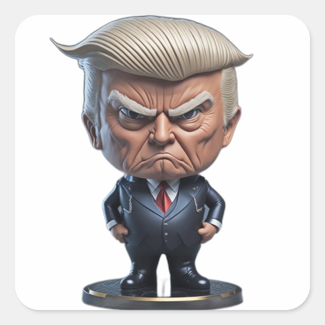 Adesivo Quadrado Donald Trump Caricature Figure (Frente)