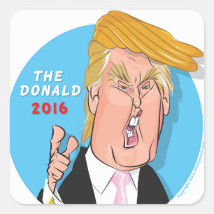 Adesivo Quadrado Donald Trump Cartoon Sticker