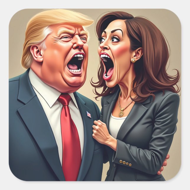 Adesivo Quadrado Donald Trump Kamala harris (Frente)