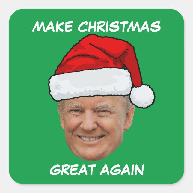 Adesivo Quadrado Donald Trump Papai Noel faz Excelente de Natal nov (Frente)