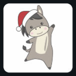 Adesivo Quadrado Donkey Christmas Donkeys Animais de inverno<br><div class="desc">O burro para o Natal com luzes de fada. Animais engraçados com presentes e neve até as férias. Também é engraçado para o Natal em julho. Os burros são animais doces e perfeitos para o Natal.</div>
