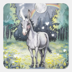 Adesivo Quadrado Donkey Unicorn