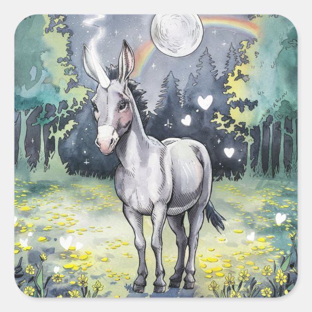 Adesivo Quadrado Donkey Unicorn (Frente)