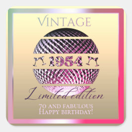 Adesivo Quadrado Dons de aniversário de 1954 do Vintage, 70