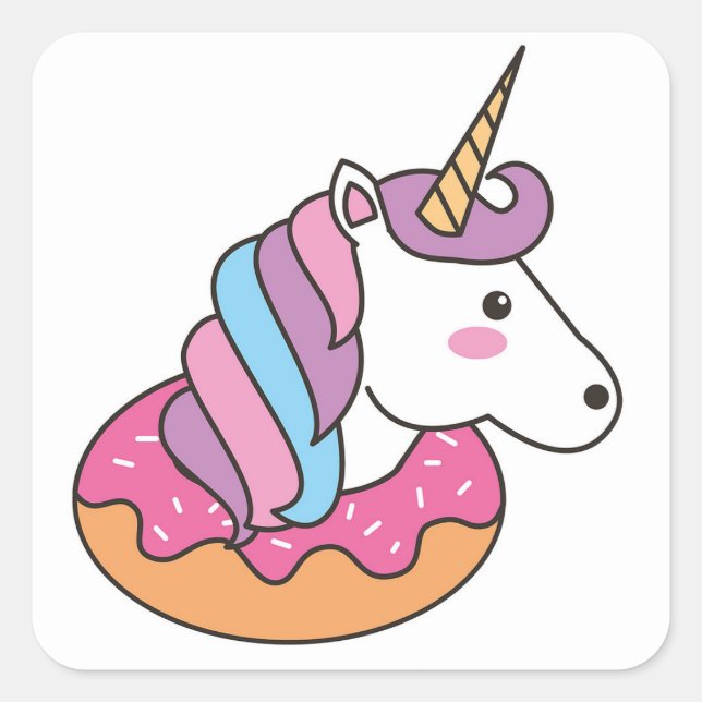 Adesivo Quadrado Donut unicórnio (Frente)