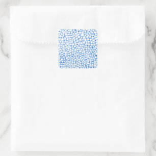 Adesivo Quadrado Doodle Blue White Dots Floral Flor Watercolor