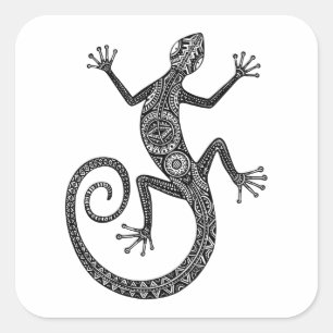 Adesivo Quadrado Doodle do lagarto ou da salamandra