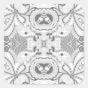 Adesivo Quadrado Doodle do quadrado da flor