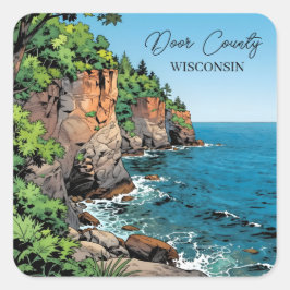 Adesivo Quadrado Door County Illustration | The Bluffs and Lake