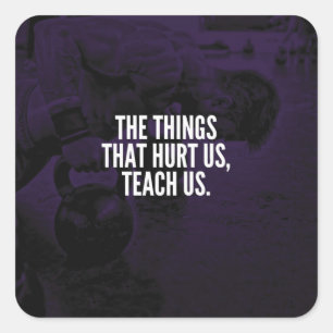 Adesivo Quadrado Dor - Palavras Inspirativas de Workout - Kettlebel