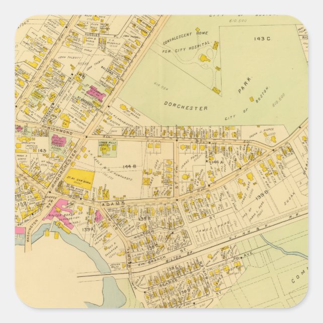 Adesivo Quadrado Dorchester, Massachusetts 3 (Frente)
