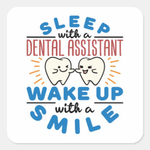 Adesivo Quadrado Dorme com um Acordar Dental Adormecido com um Sorr