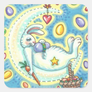 ADESIVO QUADRADO DORMIR BUNNY JELLY BEAN DREAMS MOON STICKER