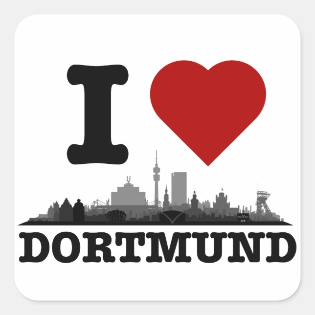 Adesivo Quadrado Dortmund City Skyline - Geschenkideen outros (Frente)