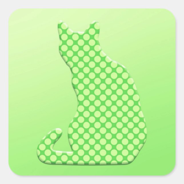 Adesivo Quadrado Dotty Cat - tons de verde limão (Frente)