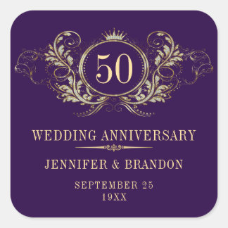 Adesivo Quadrado Dourada e prata com uma coroa