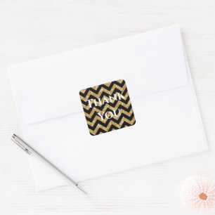 Adesivo Quadrado Dourada Glitter Chevron Obrigado Stickers