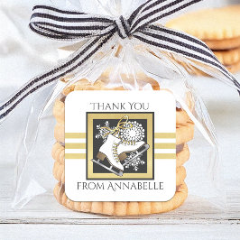 Adesivo Quadrado Dourada Glitter Preto, Partido da Pista de Gelo Br