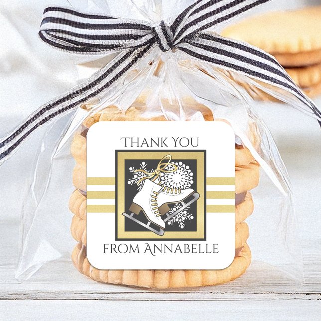 Adesivo Quadrado Dourada Glitter Preto, Partido da Pista de Gelo Br (Criador carregado)