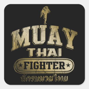 Adesivo Quadrado Dourada luta Muay Thai