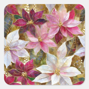 Adesivo Quadrado Dourada Poinsettia Bronze Rosa-Rosa-Rosa-Rosa-Bron