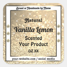 Adesivo Quadrado Douradas estrelas de brilho Rótulos de produtos pa