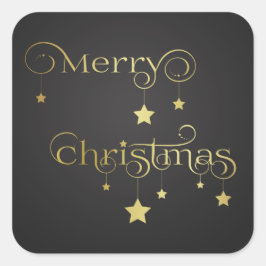 Adesivo Quadrado Douradas Estrelas de Natal Feliz