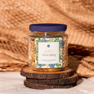 Adesivo Quadrado Dourado Blue Hydrangea 40ª Festa de Aniversário de