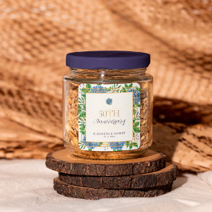 Adesivo Quadrado Dourado Blue Hydrangea 50ª Festa de Aniversário de