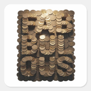 Adesivo Quadrado Dourado Brilhante FABULOSO Design de Decalque