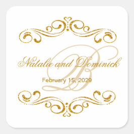 Adesivo Quadrado Dourado brilho entrelaçamento Logotipo Monograma C