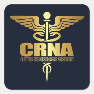 Adesivo Quadrado Dourado Caduceus (CRNA)