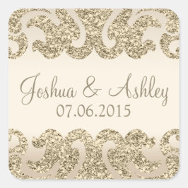 Adesivo Quadrado Dourado Casamento de Olhar para a Glitter
