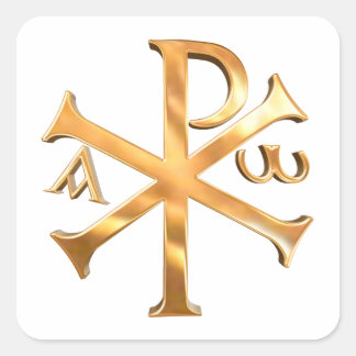 Adesivo Quadrado Dourado Chi-Rho