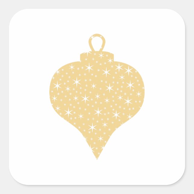 Adesivo Quadrado Dourado Design de Natal. (Frente)