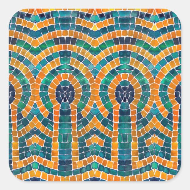 Adesivo Quadrado DOURADO ÍCONS MOSAIC Grandes Padrões (Frente)