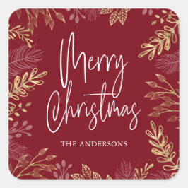 Adesivo Quadrado Dourado inverno Verde no Natal Vermelho Negro