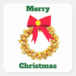 Adesivo Quadrado Dourado Jingle Bells Wreath Stickers