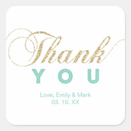 Adesivo Quadrado Dourado & Mint | Personalidade Obrigado Vinheta