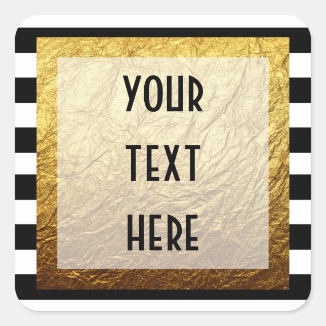 Adesivo Quadrado Dourado moderno na Black White Strike Boutique (Frente)