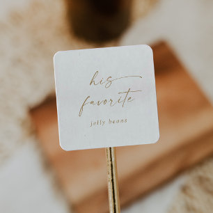 Adesivo Quadrado Dourado Moderno Seu Favor De Casamento Favorito