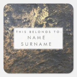 Adesivo Quadrado Dourado no Rock Custom Name Label Stickers