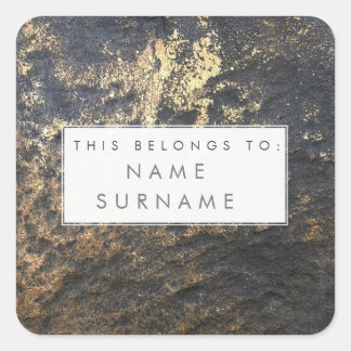 Adesivo Quadrado Dourado no Rock Custom Name Label Stickers