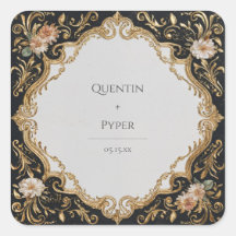 Dourado Opulento Barroco Rubor Floral Preto Casame
