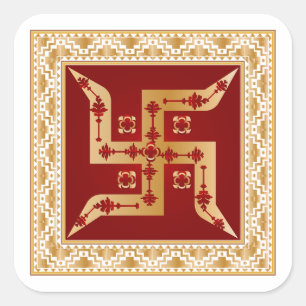 Adesivo Quadrado Dourado Premium Floral Hindu Swas
