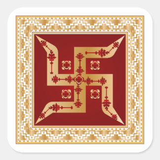 Adesivo Quadrado Dourado Premium Floral Hindu Swas